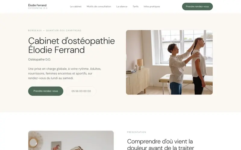 Site du cabinet d'ostéopathie Élodie Ferrand
